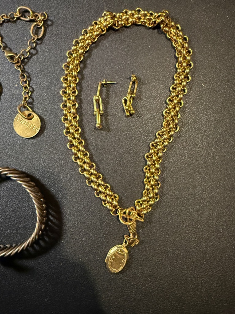Twisted Silver Sets 2 Gold-Tone Mixed Chain Necklace Set - Picture 5 of 7